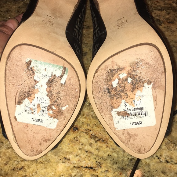 Tory Burch Reagan Heels Open Toe Stilettos Black/Cream - Size 9 - Picture 14 of 16